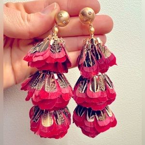 Feathered Chandelier Earrings